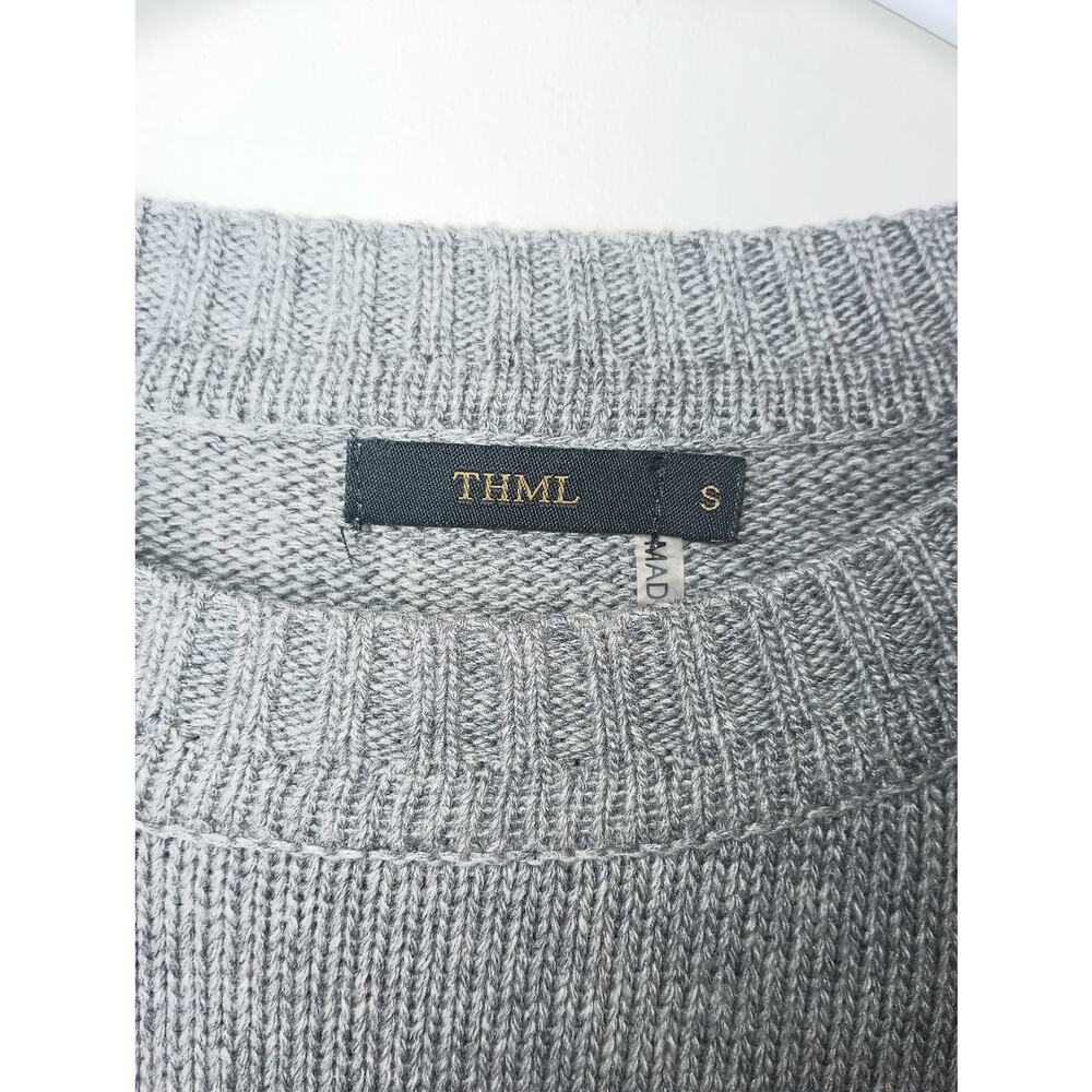 THML Gray Knit Ruffle Sweater Women Size Small Rabbit Hair - Picture 3 of 5